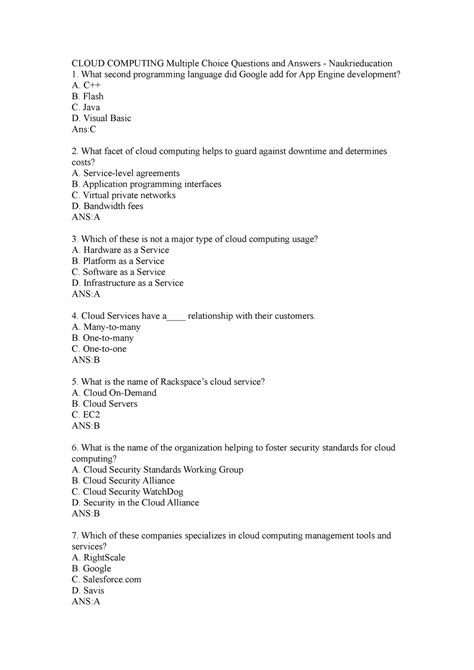 a large gambling company needs to be able|Cloud computing Multiple choice questions with answer.